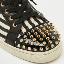 Christian Louboutin Multicolor Fabric and Leather Varsi Junior Spikes Low Sneakers Size 42