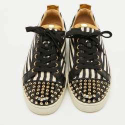 Christian Louboutin Multicolor Fabric and Leather Varsi Junior Spikes Low Sneakers Size 42