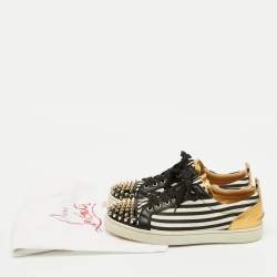 Christian Louboutin Multicolor Fabric and Leather Varsi Junior Spikes Low Sneakers Size 42