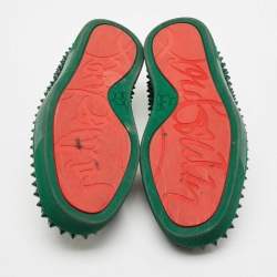 Christian Louboutin Green Suede Roller Boat Spike Slip On Sneakers Size 40.5