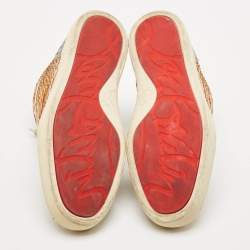 Christian Louboutin Metallic Mustard/Brown Python Leather Rantus Orlato High-Top Sneakers Size 39