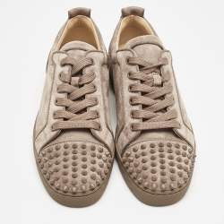Christian Louboutin Beige Suede Louis Junior Spikes Sneakers Size 41