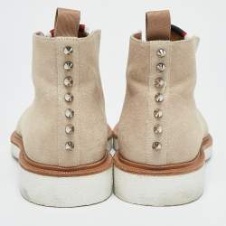 Christian Louboutin Beige Suede Citycrepe Spike Ankle Length Boots Size 40
