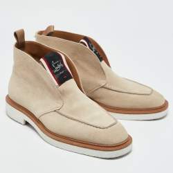 Christian Louboutin Beige Suede Citycrepe Spike Ankle Length Boots Size 40