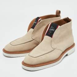 Christian Louboutin Beige Suede Citycrepe Spike Ankle Length Boots Size 40