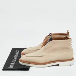 Christian Louboutin Beige Suede Citycrepe Spike Ankle Length Boots Size 40