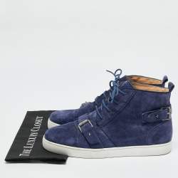 Christian Louboutin Dark Blue Suede Nono Strap Sneakers Size 45