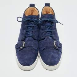 Christian Louboutin Dark Blue Suede Nono Strap Sneakers Size 45
