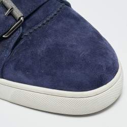Christian Louboutin Dark Blue Suede Nono Strap Sneakers Size 45