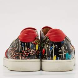 Christian Louboutin Multicolor Leather and Patent Graffiti Low Top Sneakers Size 45