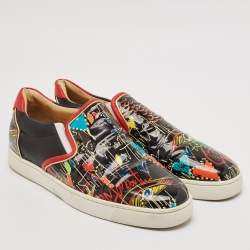 Christian Louboutin Multicolor Leather and Patent Graffiti Low Top Sneakers Size 45