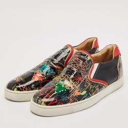Christian Louboutin Multicolor Leather and Patent Graffiti Low Top Sneakers Size 45