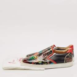 Christian Louboutin Multicolor Leather and Patent Graffiti Low Top Sneakers Size 45