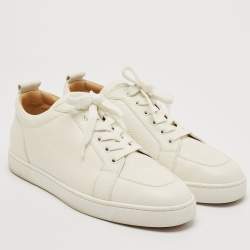 Christian Louboutin White Leather Rantulow Low Top Sneakers Size 43.5