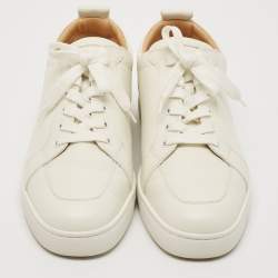 Christian Louboutin White Leather Rantulow Low Top Sneakers Size 43.5