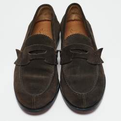 Christian Louboutin Brown Suede Slip On Loafers Size 40