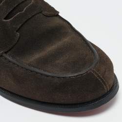 Christian Louboutin Brown Suede Slip On Loafers Size 40