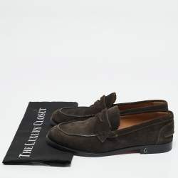 Christian Louboutin Brown Suede Slip On Loafers Size 40