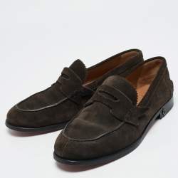 Christian Louboutin Brown Suede Slip On Loafers Size 40