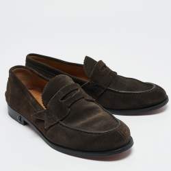 Christian Louboutin Brown Suede Slip On Loafers Size 40
