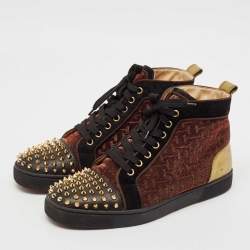 Christian Louboutin Multicolor Suede And Leather Louis Spikes High Top Sneakers Size 41