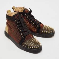 Christian Louboutin Multicolor Suede And Leather Louis Spikes High Top Sneakers Size 41