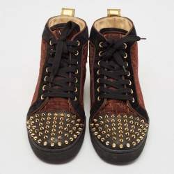 Christian Louboutin Multicolor Suede And Leather Louis Spikes High Top Sneakers Size 41