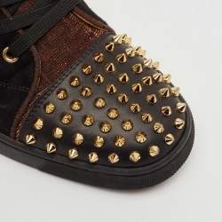 Christian Louboutin Multicolor Suede And Leather Louis Spikes High Top Sneakers Size 41