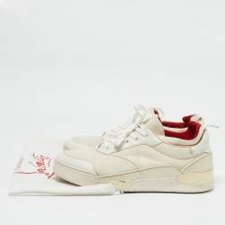 Christian Louboutin White Leather and Canvas Aurelien Sneakers Size 44.5