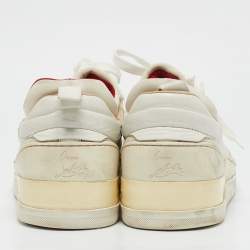 Christian Louboutin White Leather and Canvas Aurelien Sneakers Size 44.5