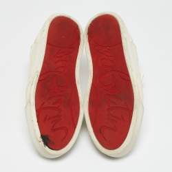 Christian Louboutin White Leather and Canvas Aurelien Sneakers Size 44.5