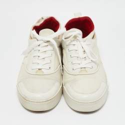 Christian Louboutin White Leather and Canvas Aurelien Sneakers Size 44.5