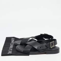 Christian Louboutin Black Leather Slingback Flat Sandals Size 39