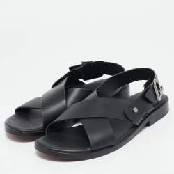 Christian Louboutin Black Leather Slingback Flat Sandals Size 39