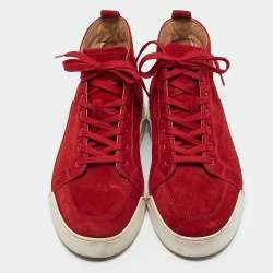 Christian Louboutin Red Suede Rankick High Top Sneakers Size 40