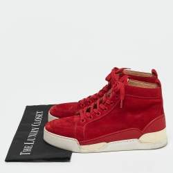 Christian Louboutin Red Suede Rankick High Top Sneakers Size 40