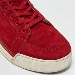 Christian Louboutin Red Suede Rankick High Top Sneakers Size 40