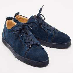 Christian Louboutin Navy Blue Suede Fun Louis Junior Sneakers Size 43.5