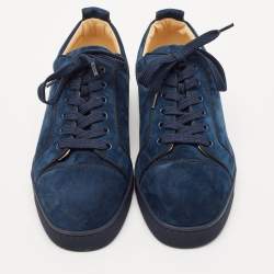 Christian Louboutin Navy Blue Suede Fun Louis Junior Sneakers Size 43.5