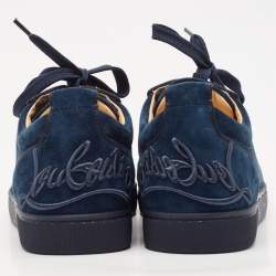 Christian Louboutin Navy Blue Suede Fun Louis Junior Sneakers Size 43.5