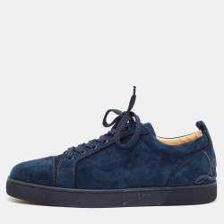 Christian Louboutin Navy Blue Suede Fun Louis Junior Sneakers Size 43.5