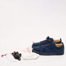 Christian Louboutin Navy Blue Suede Fun Louis Junior Sneakers Size 43.5