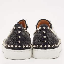 Christian Louboutin Black Denim Pik Boat Sneakers Size 42