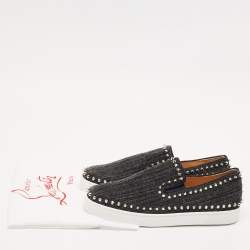 Christian Louboutin Black Denim Pik Boat Sneakers Size 42