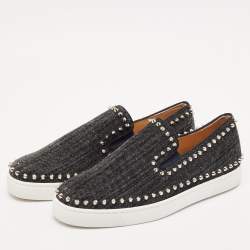 Christian Louboutin Black Denim Pik Boat Sneakers Size 42