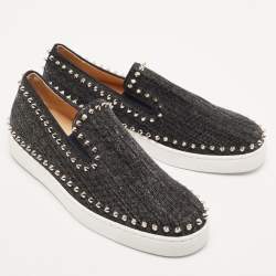 Christian Louboutin Black Denim Pik Boat Sneakers Size 42