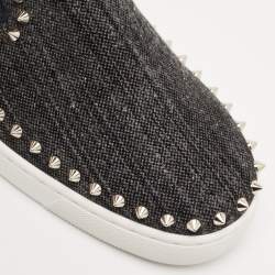Christian Louboutin Black Denim Pik Boat Sneakers Size 42