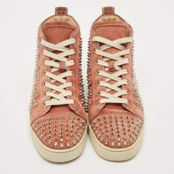 Christian Louboutin Pink Suede Louis Spikes High Top Sneakers Size 44.5