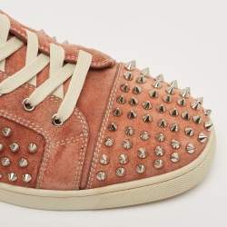 Christian Louboutin Pink Suede Louis Spikes High Top Sneakers Size 44.5