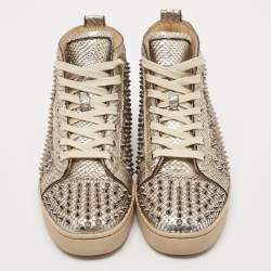 Christian Louboutin White Leather Louis Spikes High Top Sneakers Size 43.5